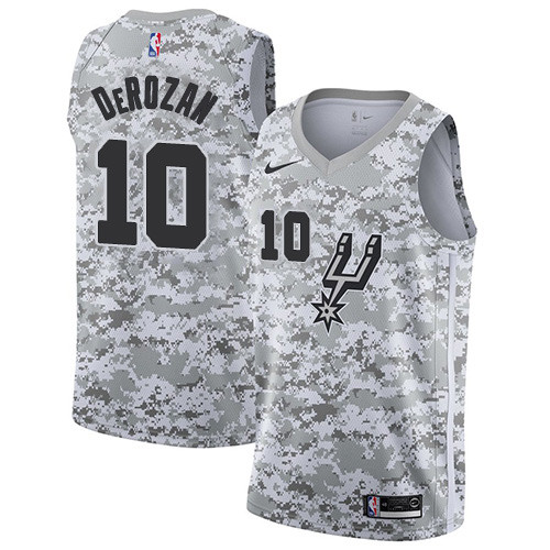 Men's Nike San Antonio Spurs Spurs #10 DeMar DeRozan White Camo Basketball Swingman Earned Edition Jersey