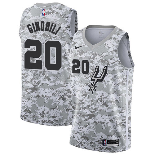 Men's Nike San Antonio Spurs Spurs #20 Manu Ginobili White Camo Basketball Swingman Earned Edition Jersey