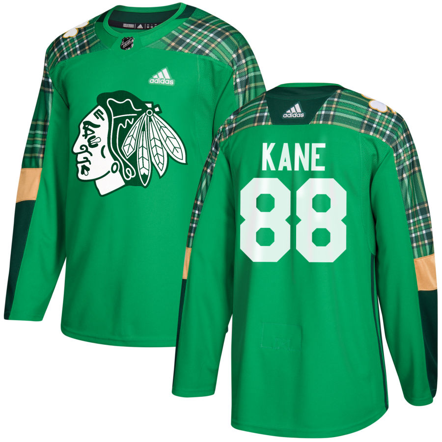 Chicago Blackhawks #88 Patrick Kane adidas Green St. Patrick's Day Authentic Practice Stitched NHL Jersey