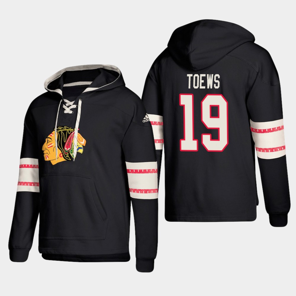 Chicago Blackhawks #19 Jonathan Toews Black adidas Lace-Up Pullover Hoodie