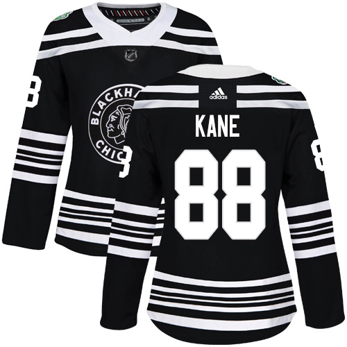 Women's Blackhawks #88 Patrick Kane Black Authentic 2019 Winter Classic Stitched NHL Jersey