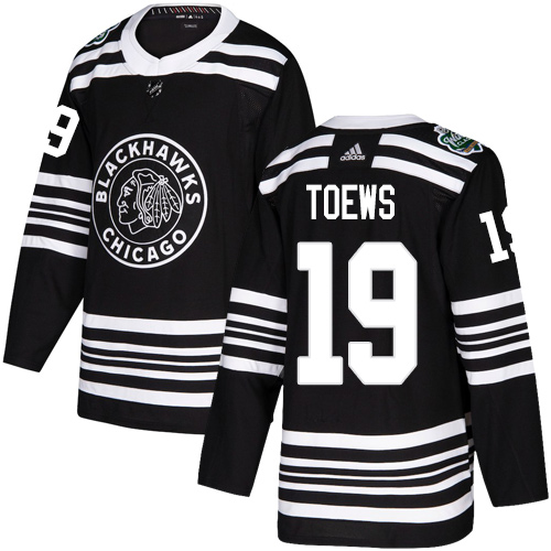Youth Blackhawks #19 Johnthan Toews Black Authentic 2019 Winter Classic Stitched NHL Jersey