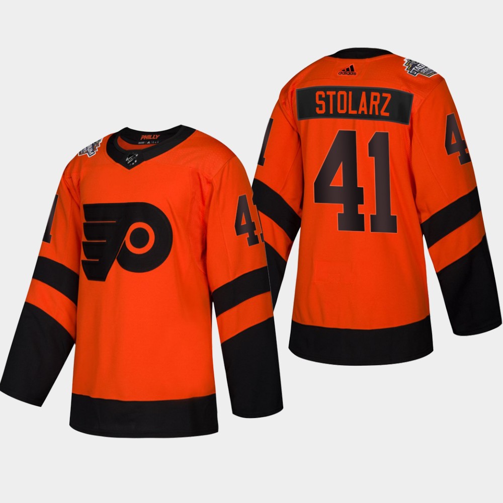 Men's Flyers #41 Anthony Stolarz Coors Light 2019 Stadium Series Orange Authentic Jersey