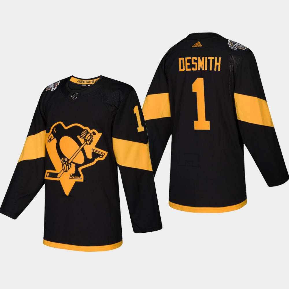 Men's Penguins #1 Casey DeSmith Coors Light 2019 Stadium Series Black Authentic Jersey