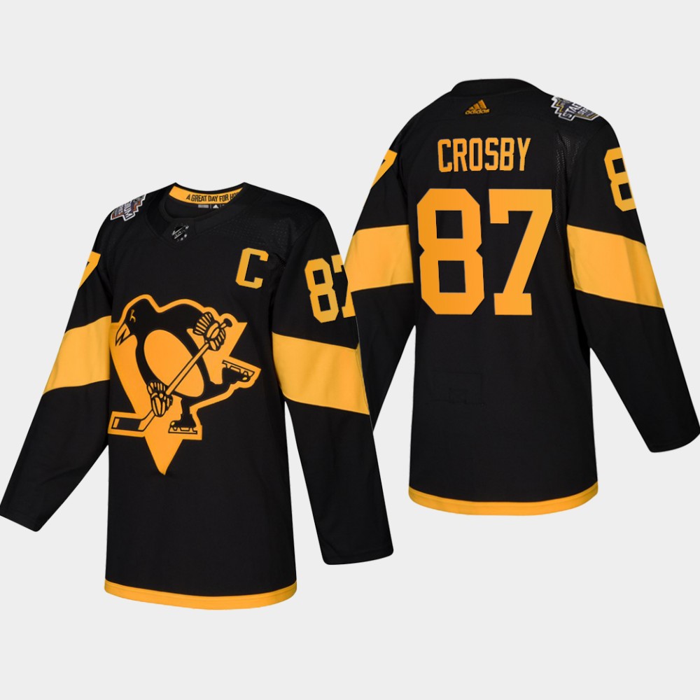 Men's Penguins #87 Sidney Crosby Coors Light 2019 Stadium Series Black Authentic Jersey