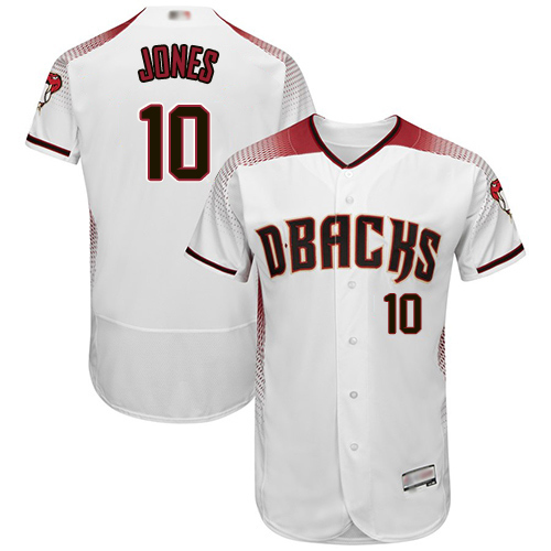 Diamondbacks #10 Adam Jones White Crimson Flexbase Authentic Collection Stitched MLB Jersey