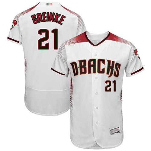 Diamondbacks #21 Zack Greinke White Crimson Flexbase Authentic Collection Stitched MLB Jersey