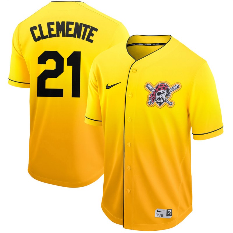 Men's Pittsburgh Pirates #21 Roberto Clemente Nike Gold Fade Jersey