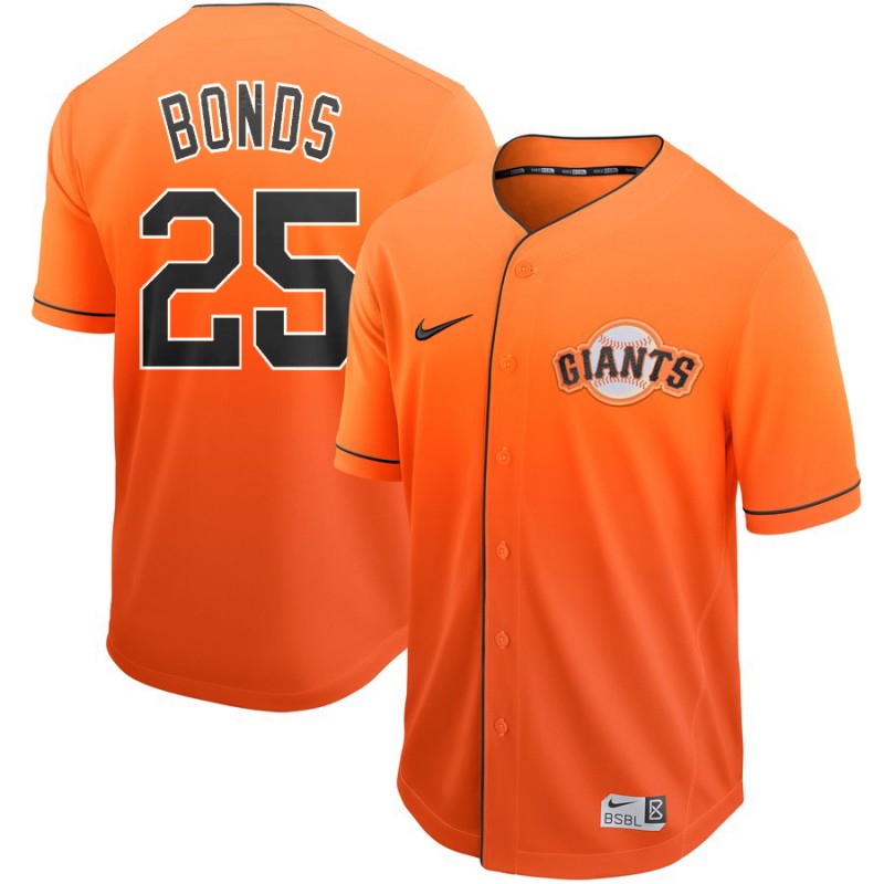 Men's San Francisco Giants #25 Barry Bonds Nike Orange Fade Jersey