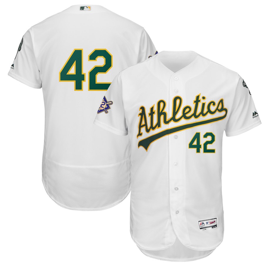 Oakland Athletics #42 Majestic 2019 Jackie Robinson Day Flex Base Jersey White