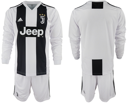 Juventus Blank Home Long Sleeves Soccer Club Jersey