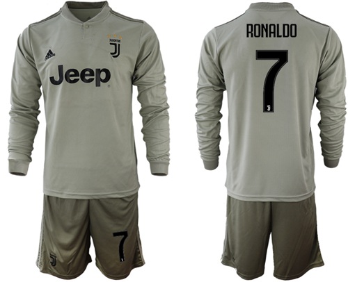 Juventus #7 Ronaldo Away Long Sleeves Soccer Club Jersey