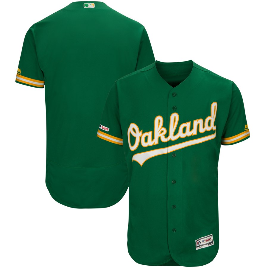 Athletics Blank Majestic Kelly Green Alternate Flex Base Authentic Collection Team Jersey