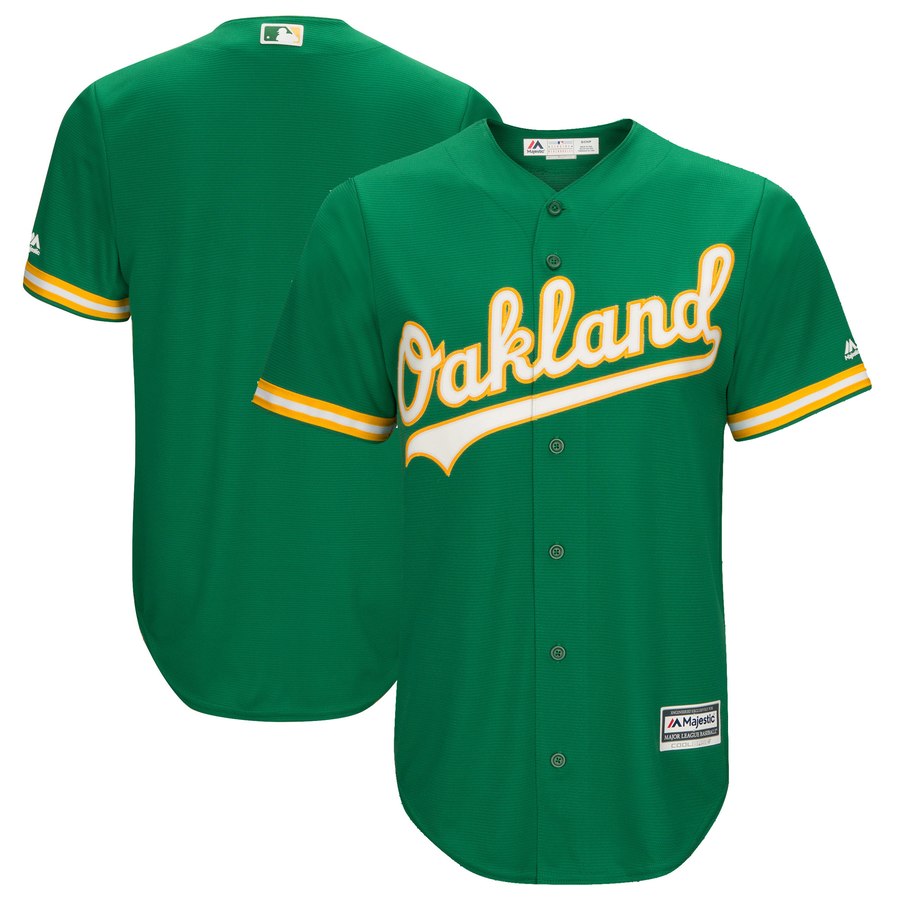 Athletics Majestic Kelly Green Cool Base Team Jersey