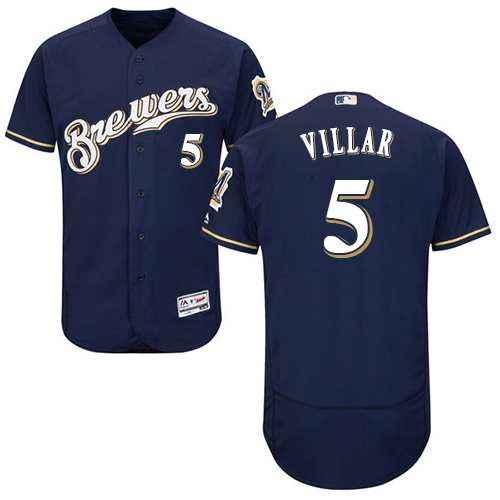 Brewers #5 Cory Spangenberg Navy Blue Flexbase Authentic Collection Stitched MLB Jersey