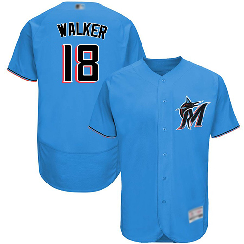 Marlins #18 Neil Walker Blue Flexbase Authentic Collection Stitched MLB Jersey