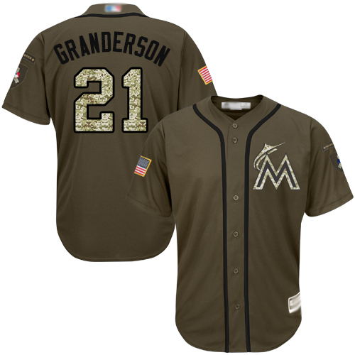 Marlins #21 Curtis Granderson Green Salute to Service Stitched MLB Jersey