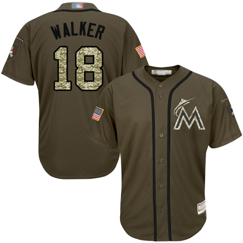 Marlins #18 Neil Walker Green Salute to Service Stitched MLB Jersey