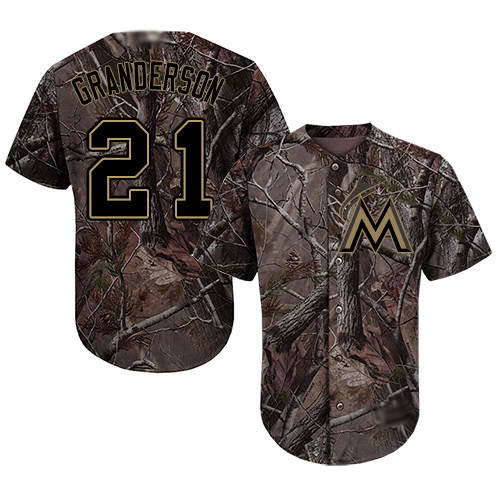Marlins #21 Curtis Granderson Camo Realtree Collection Cool Base Stitched MLB Jersey