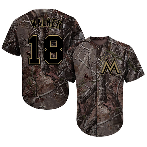 Marlins #18 Neil Walker Camo Realtree Collection Cool Base Stitched MLB Jersey