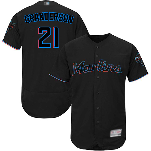 Marlins #21 Curtis Granderson Black Flexbase Authentic Collection Stitched MLB Jersey