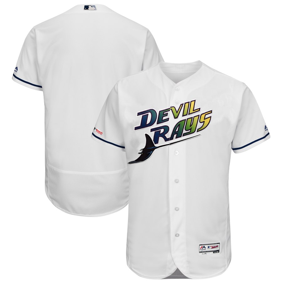 Rays Blank Majestic Turn Back The Clock Home Flex Base Authentic Collection Team Jersey White
