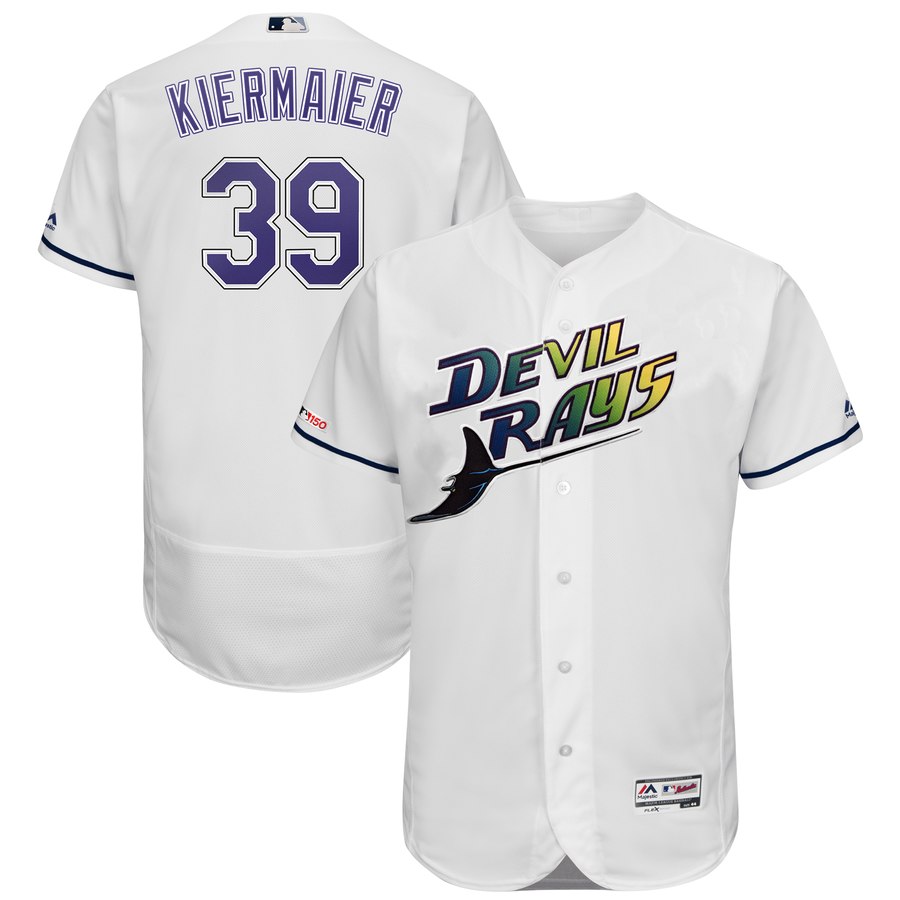 Rays #39 Kevin Kiermaier Majestic Turn Back The Clock Home Flex Base Authentic Collection Player Jersey White