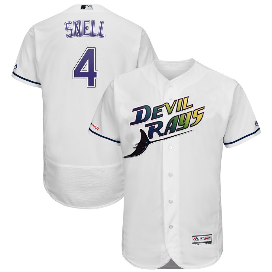Rays #4 Blake Snell Majestic Turn Back The Clock Home Flex Base Authentic Collection Player Jersey White