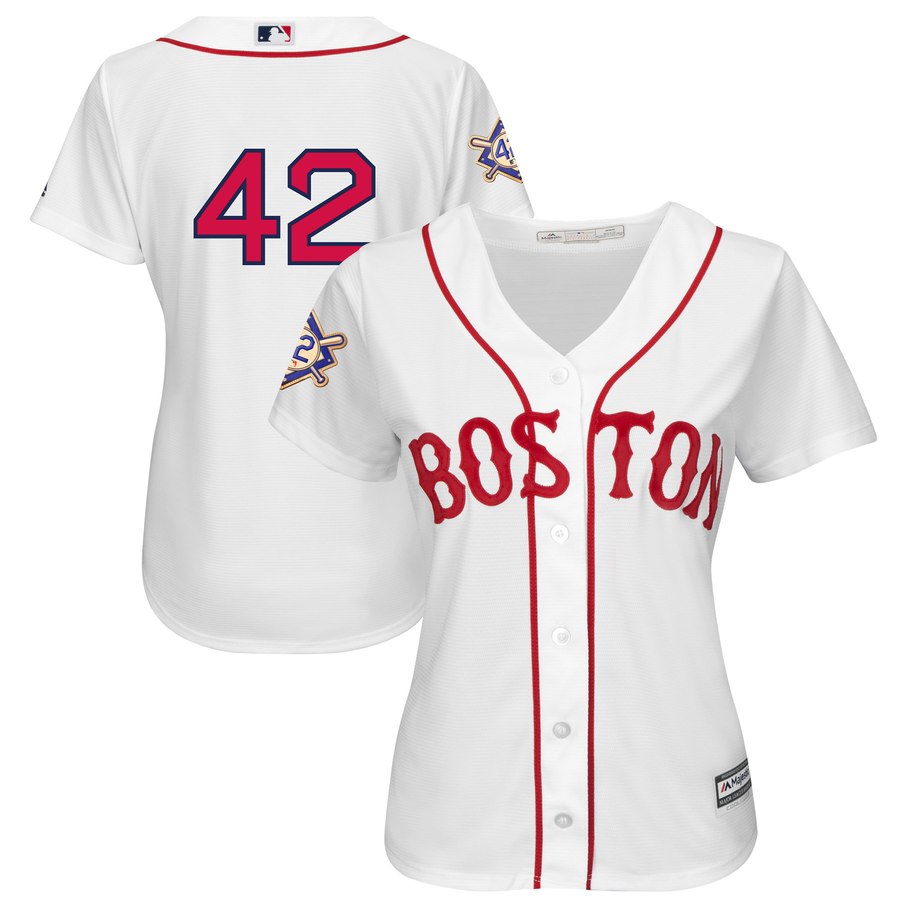 Red Sox #42 Majestic Women's 2019 Jackie Robinson Day Official Cool Base Jersey White