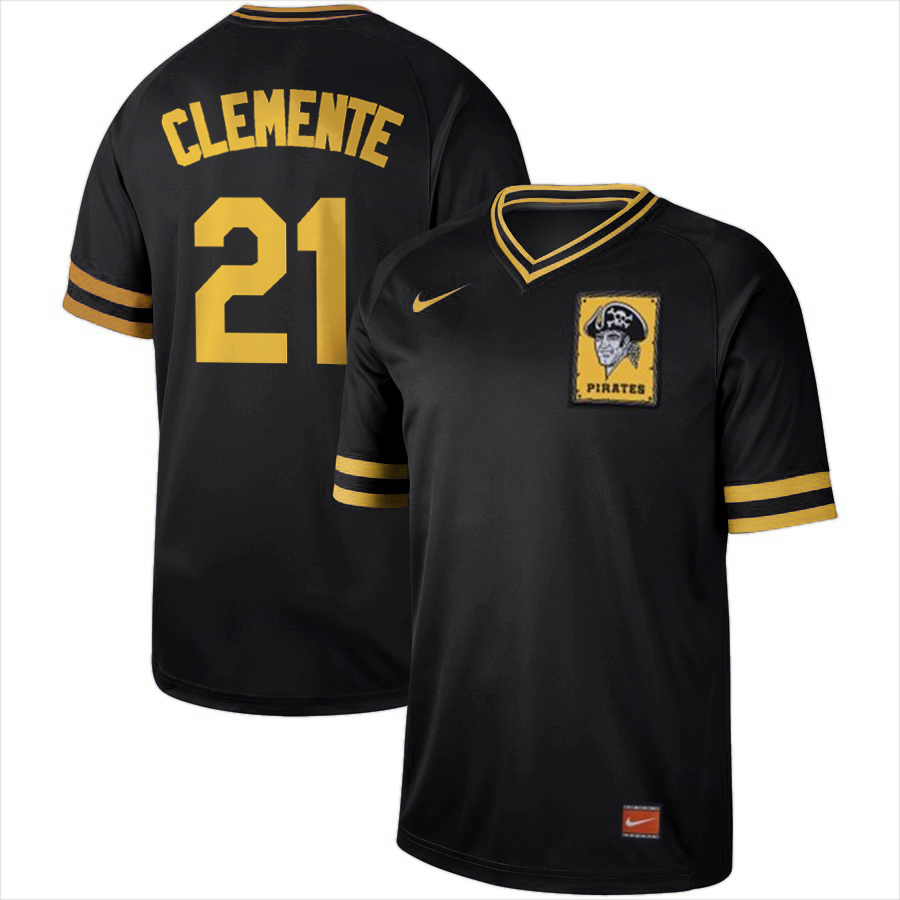 Pittsburgh Pirates #21 Roberto Clemente Nike Cooperstown Collection Legend V-Neck Jersey Black
