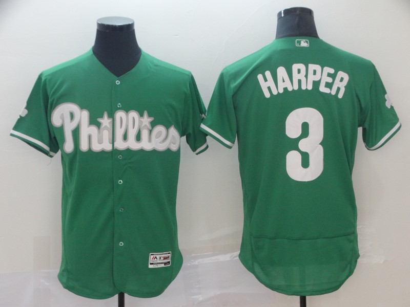 Phillies 3 Bryce Harper Green Flexbase Jersey