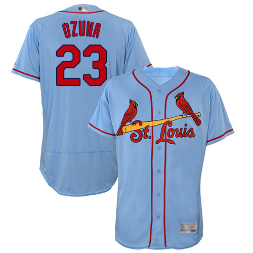 St. Louis Cardinals #23 Marcell Ozuna Men's Alternate Flex Base Light Blue Jersey