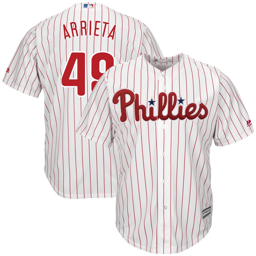 Phillies #49 Jake Arrieta White Cool Base Jersey