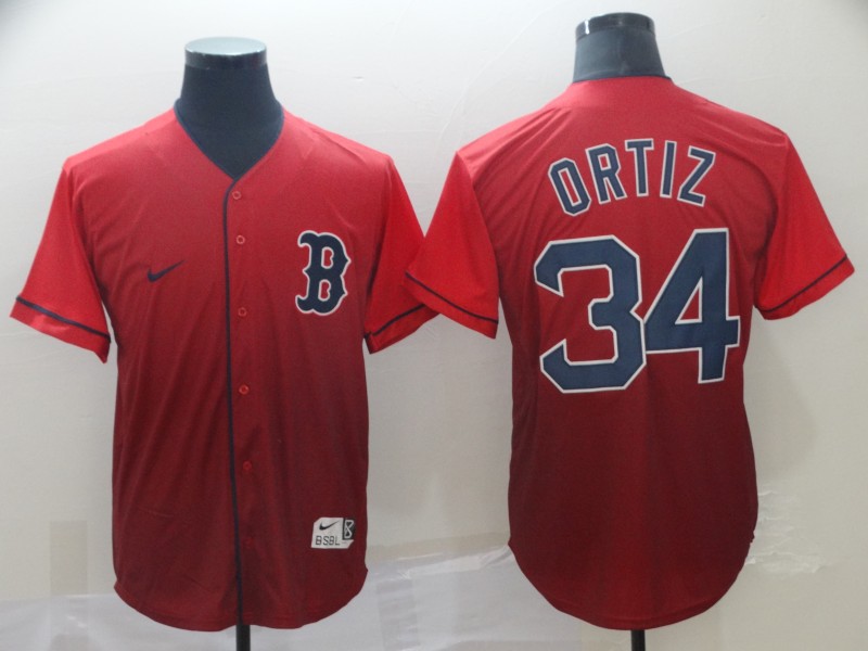 Red Sox #34 David Ortiz Red Drift Fashion Jersey