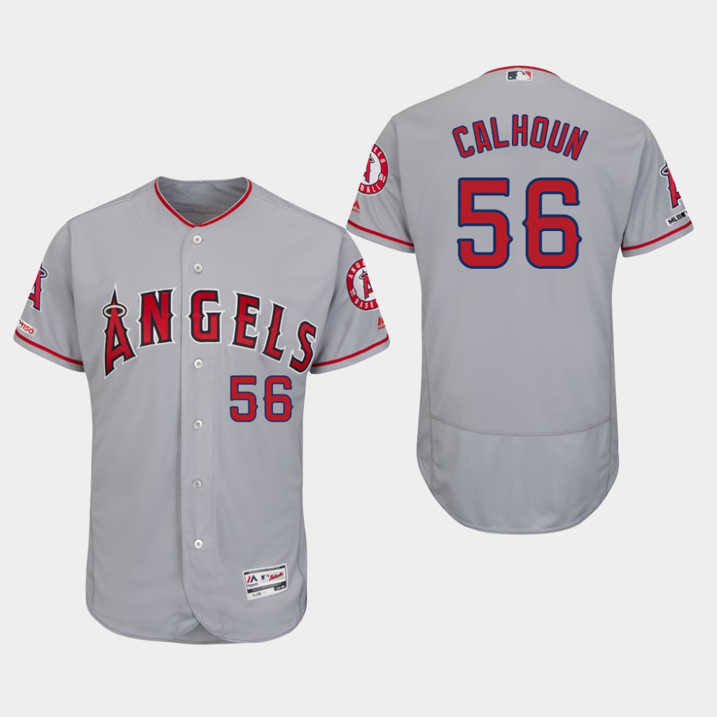 Angels #56 Kole Calhoun Gray 150th Patch Flexbase Jersey