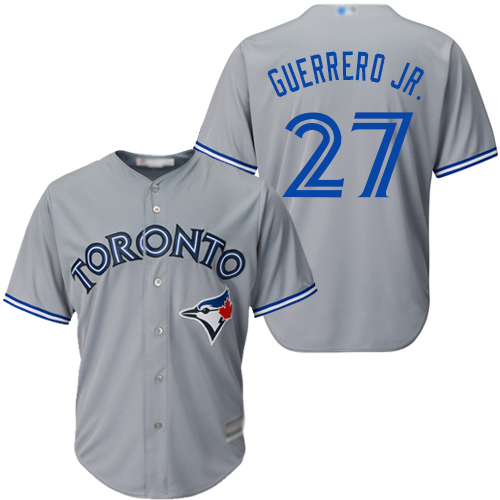 Men's Toronto Blue Jays #27 Vladimir Guerrero Jr. Grey Cool Base Authentic Collection Canada Day Stitched Baseball Jersey