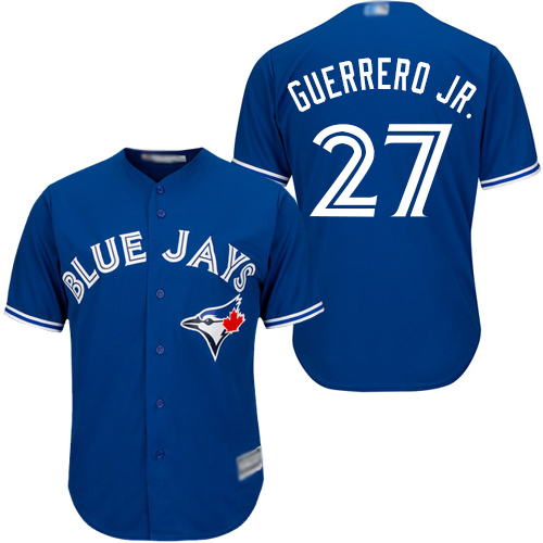 Men's Toronto Blue Jays #27 Vladimir Guerrero Jr. Blue Cool Base Authentic Collection Canada Day Stitched Baseball Jersey