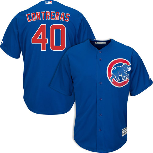 Men's Chicago Cubs #40 Willson Contreras Royal Blue Cool Base jersey