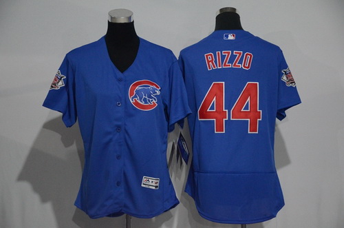 Women's Chicago Cubs #44 Anthony Rizzo Blue 2016 Flexbase Stitched Jersey