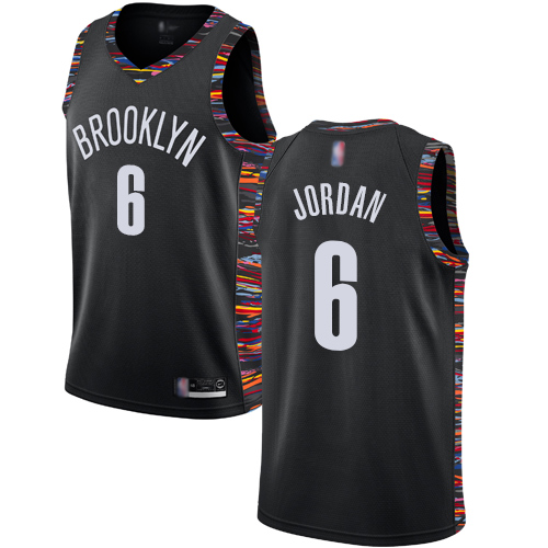 Nets #6 DeAndre Jordan Black Basketball Swingman City Edition