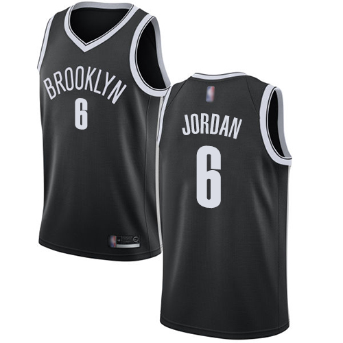 Nets #6 DeAndre Jordan Black Basketball Swingman Icon Edition