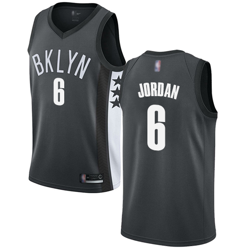 Nets #6 DeAndre Jordan Gray Basketball Swingman Statement