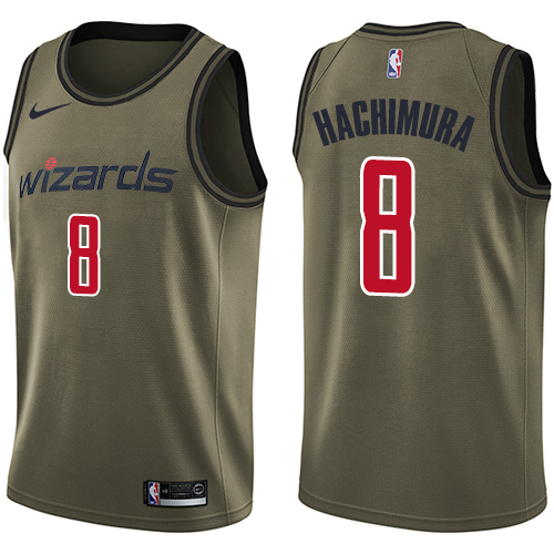 Wizards #8 Rui Hachimura Green Salute to Service Basketball