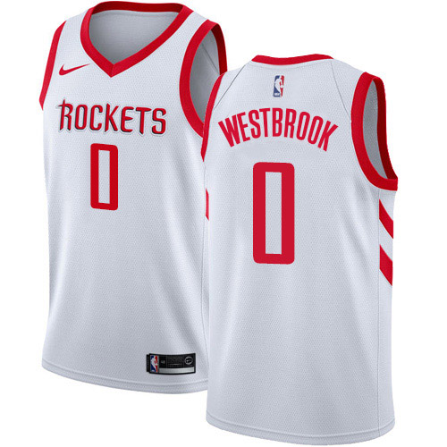 Nike Rockets #0 Russell Westbrook White NBA Swingman Association