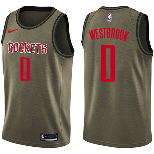 Nike Rockets #0 Russell Westbrook Green Salute to Service NBA Swingman