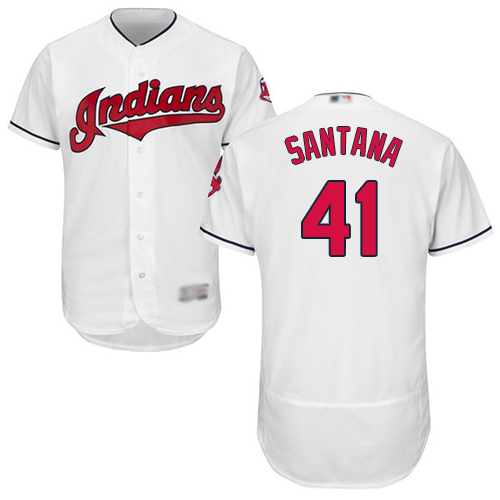 Indians #41 Carlos Santana White Flexbase Authentic Collection