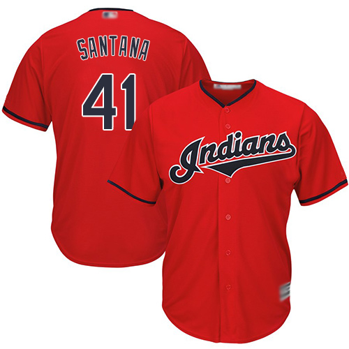 Indians #41 Carlos Santana Red New Cool Base Stitched Baseball