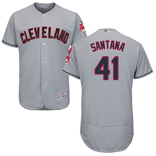 Indians #41 Carlos Santana Grey Flexbase Authentic Collection