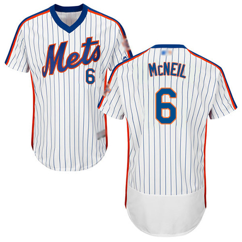 Mets #6 Jeff McNeil White(Blue Strip) Flexbase Authentic
