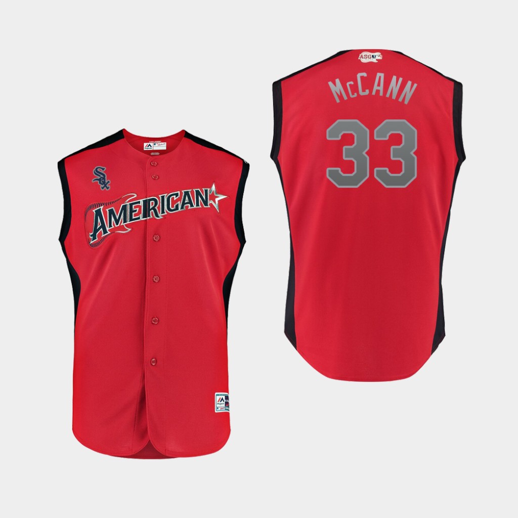 American League 33 James McCann Red Youth 2019 MLB All-Star Game Workout Player